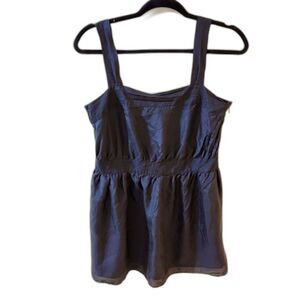 100% Silk Size 8 ALFANI Sleeveless Babydoll Top w/ Side Zipper Black